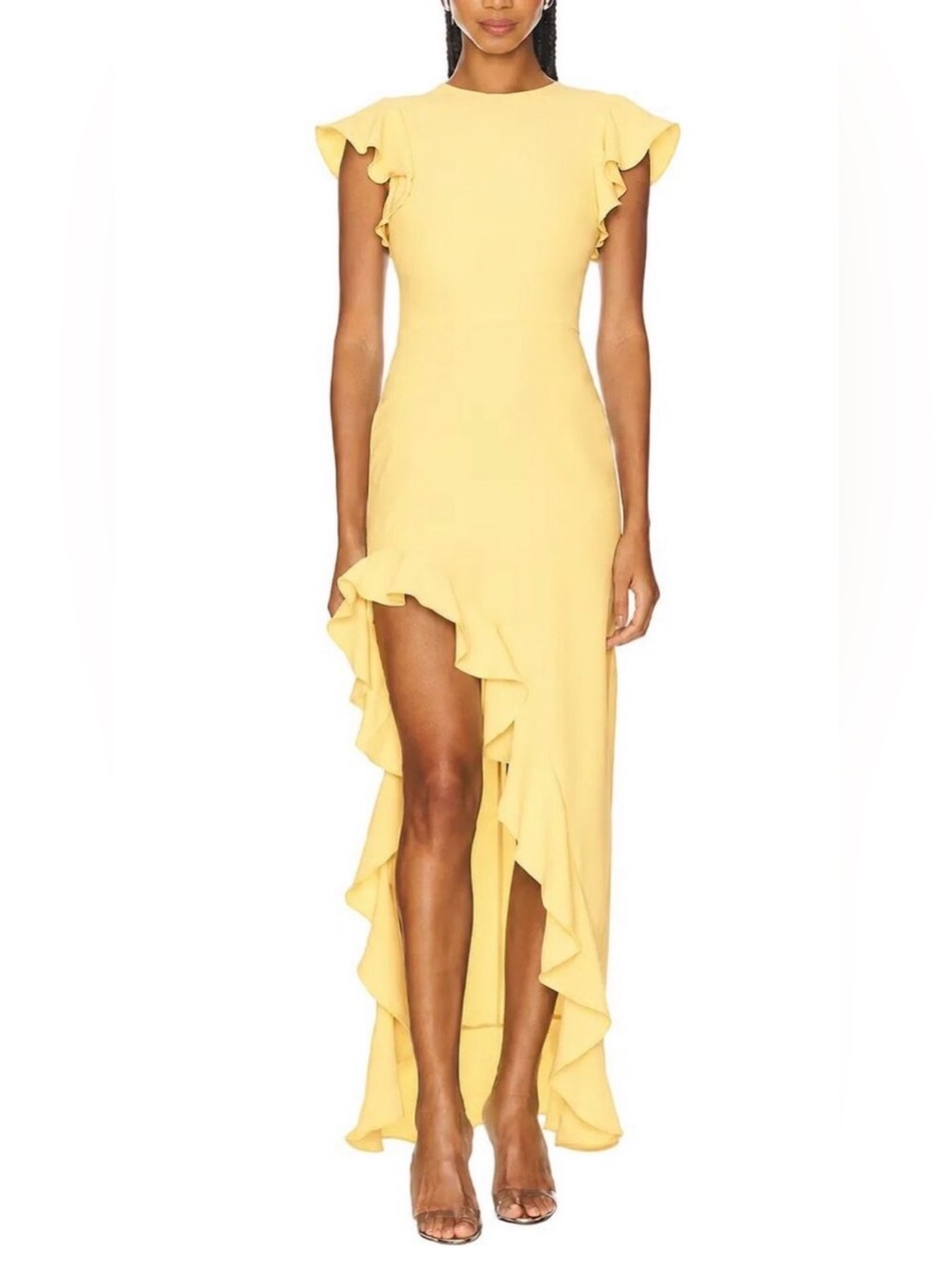 Amanda Uprichard Lemon Yellow Ruffle High-Low Dress